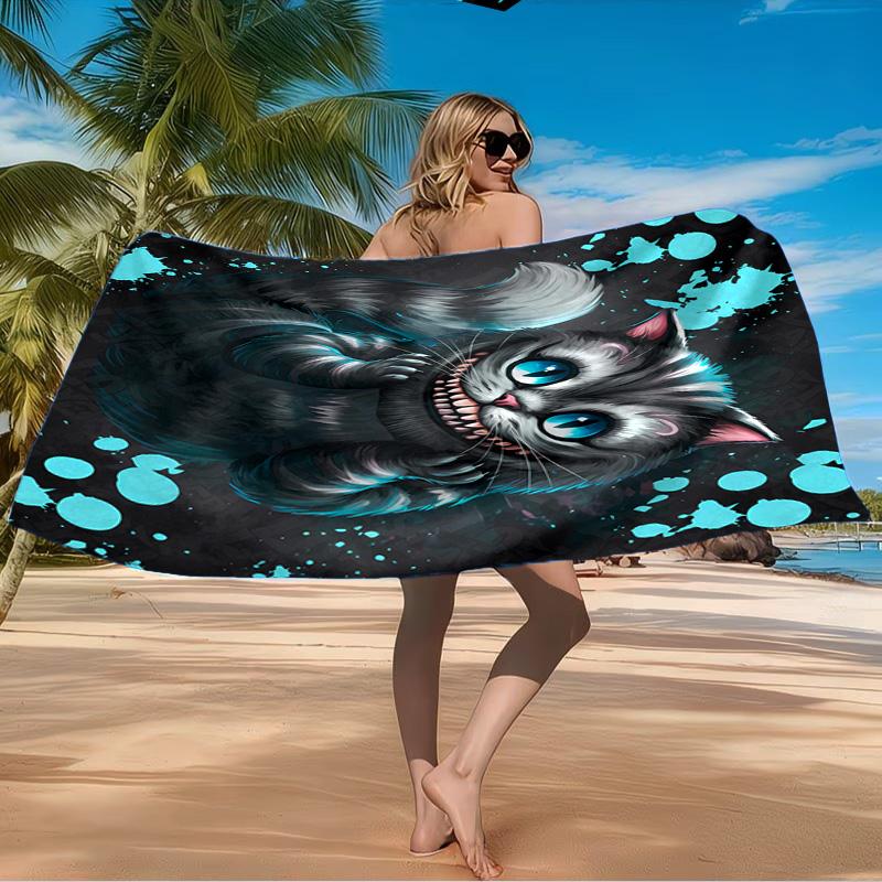 Che-shire Cat Smile Beach Towel Microfiber Beach Towel, Lightweight and Quick-Dry, for Summer Travel, Swimming Pool Fan Birthday Gift