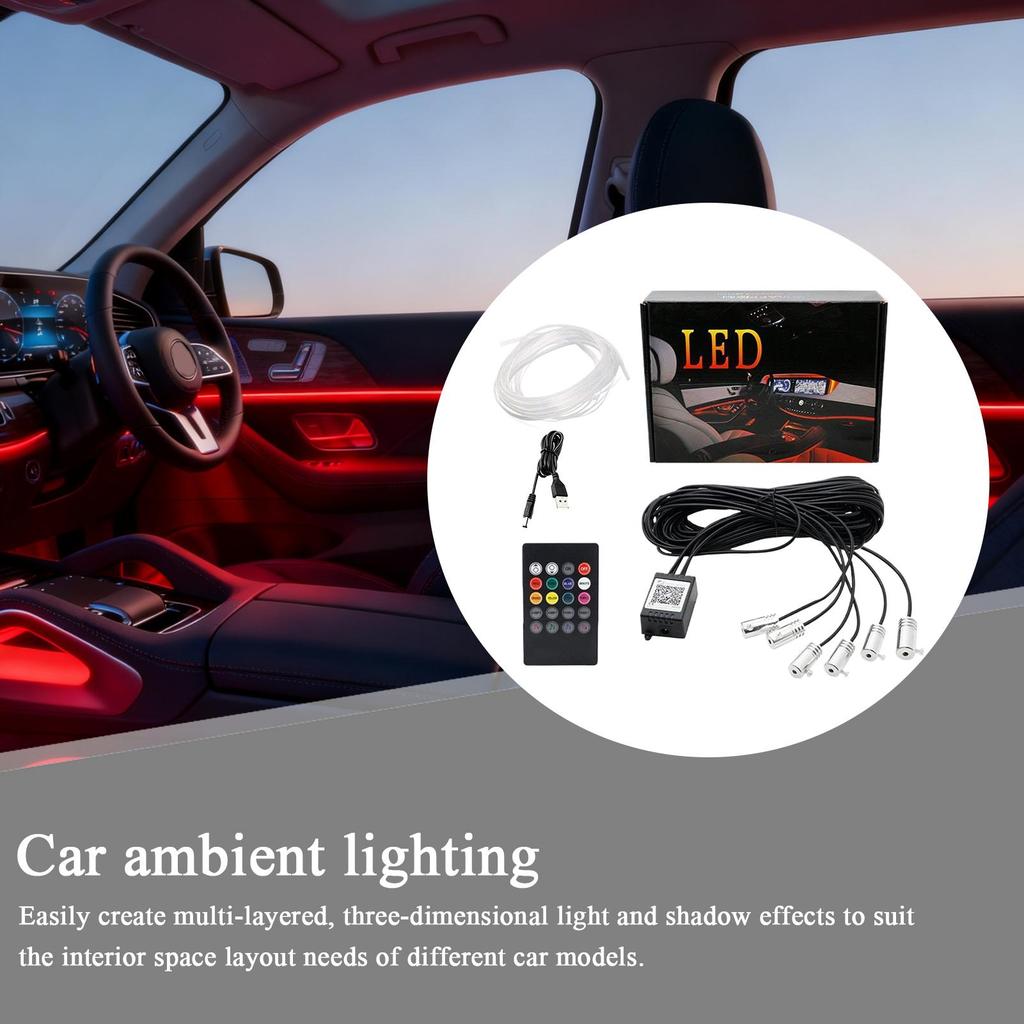 Car LED Light Strip Automotive Atmosphere Light 26.25ft 1-6 APP Control Ambient Lighting Car Sound Control Interior LED Strip