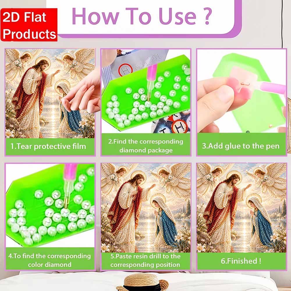 Jesus And Angels Pearl Painting 5D DIY Decorative Painting. Cute Birthday Gift. Handmade Art Painting