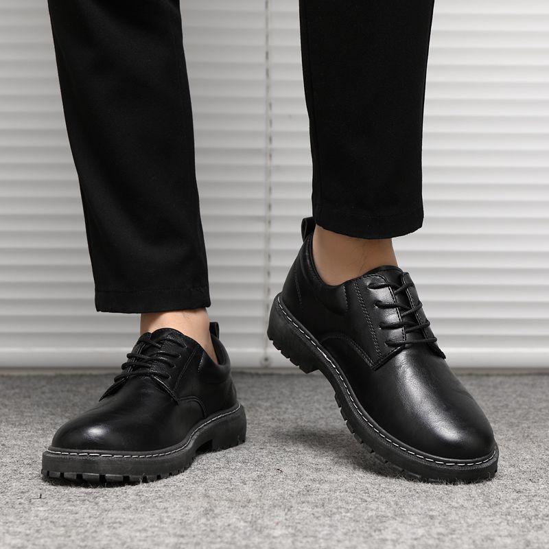 Herren Vielseitige Wasserdichte Schwarze Lederschuhe - Casual, Koch und Arbeitsstil, Koreanisches Martin-Design