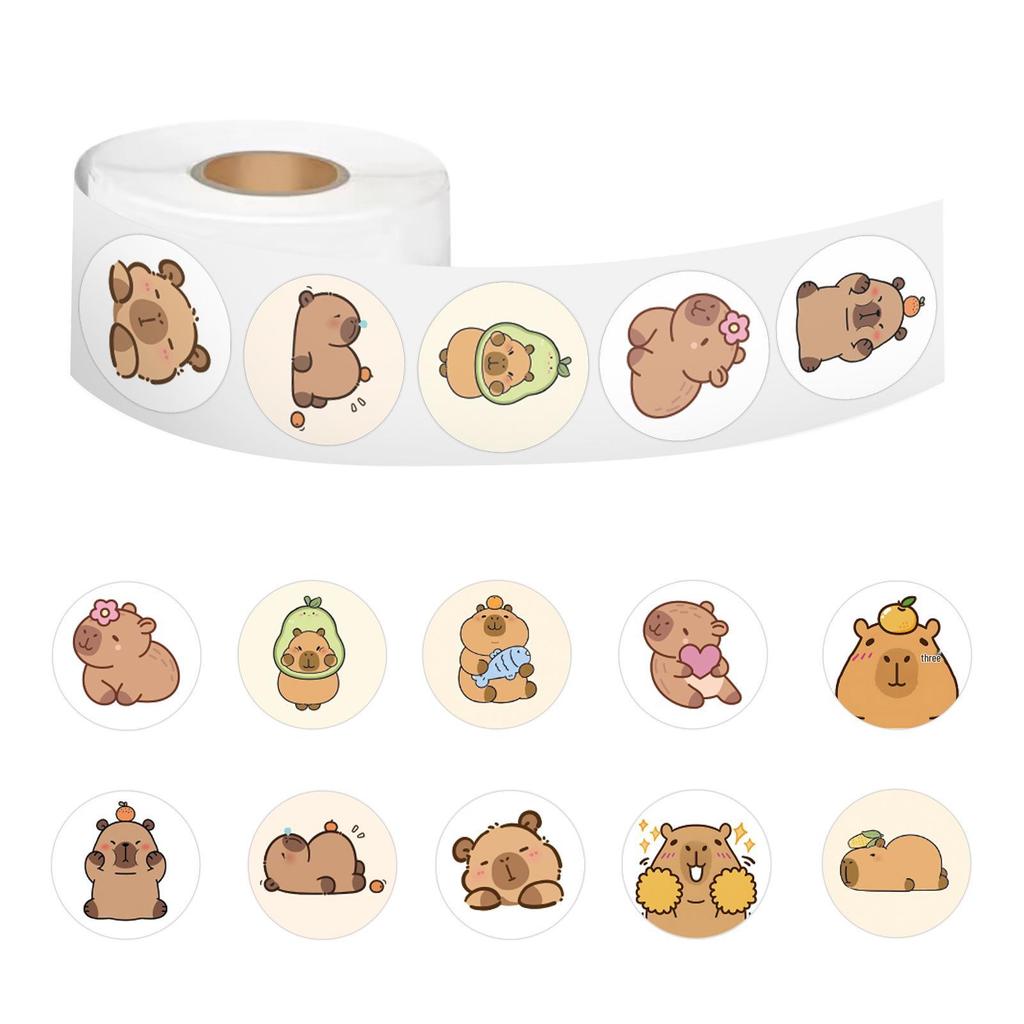 Cartoon Capybara Dekorative Siegelaufkleber - 500 Aufkleber/Rolle für Schülerhefte