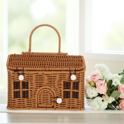 Gewebter Aufbewahrungskorb Gemüse Picknick Obst Brotkorb Behälter mit Griff für Gastgeschenke Brautjungferngeschenk Hochzeit Blumenkörbe