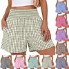Women's Plaid Loose Fit Shorts with Pockets for Summer Beach and Vacation Wear