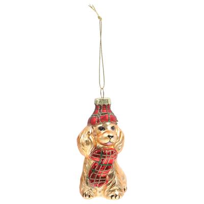 Christmas Glass Dog Decoration Hanging Pendant Cute Ornament Xmas Tree Hanging Decor Holiday Decoration