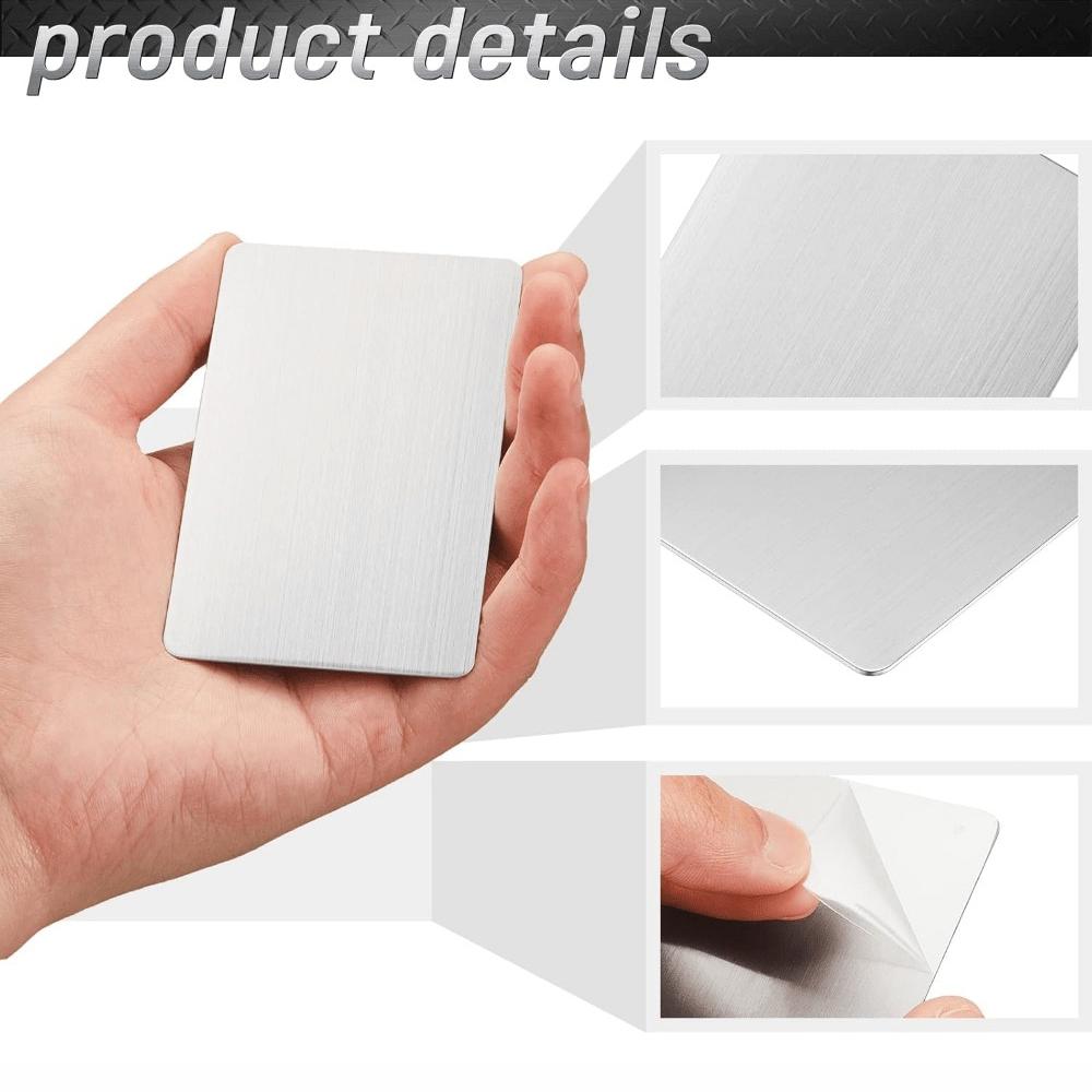 10pcs 304 Stainless Steel Metal Business Cards Blank Laser Engraving Stainless Cards for House Office Customer DIY Gift Plate