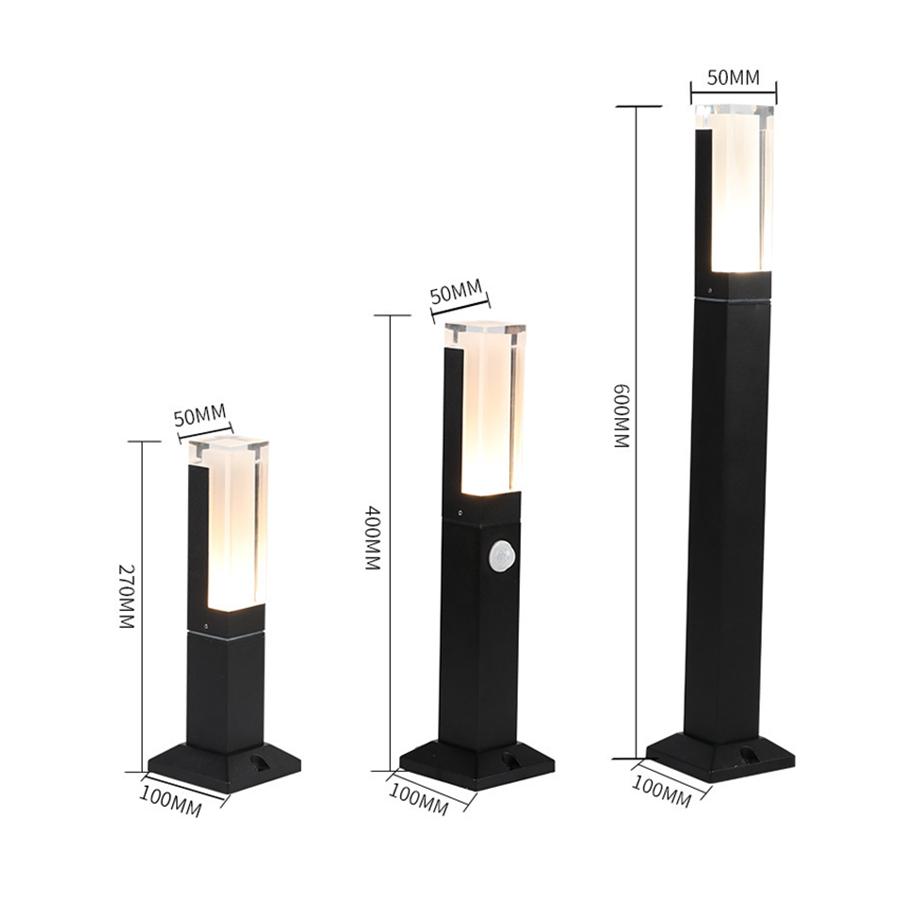 Acryl PIR Bewegungssensor LED Pollerleuchte Außen Garten Landschaft Säulenleuchte IP65 Wasserdicht Garten Straßen Pollerleuchte