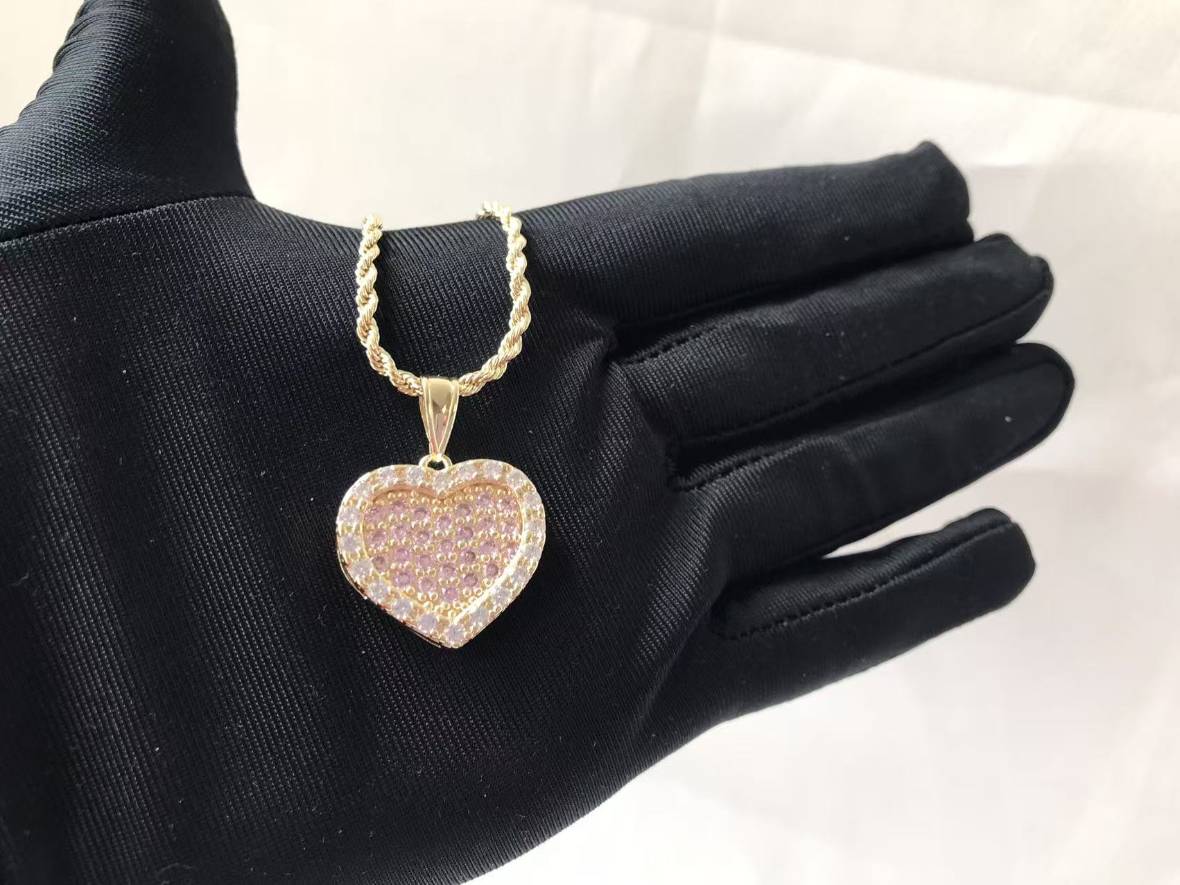 Custom Luxury Hand Crafted Stainless Steel ZIRCON Pendants with Link Chain Trendy Dainty Charm Gift Wholesale