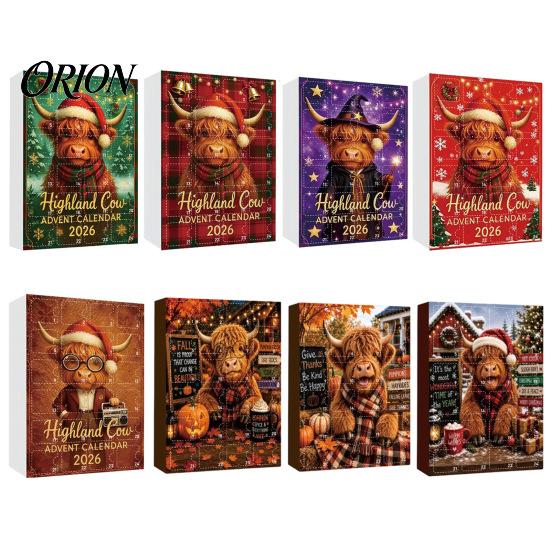 Holiday Countdown Surprise 24 Days 3D Highland Cow Advent Calendar 2026, Christmas Cute Farm Animal Gift for Parent Child Interaction Calendar,