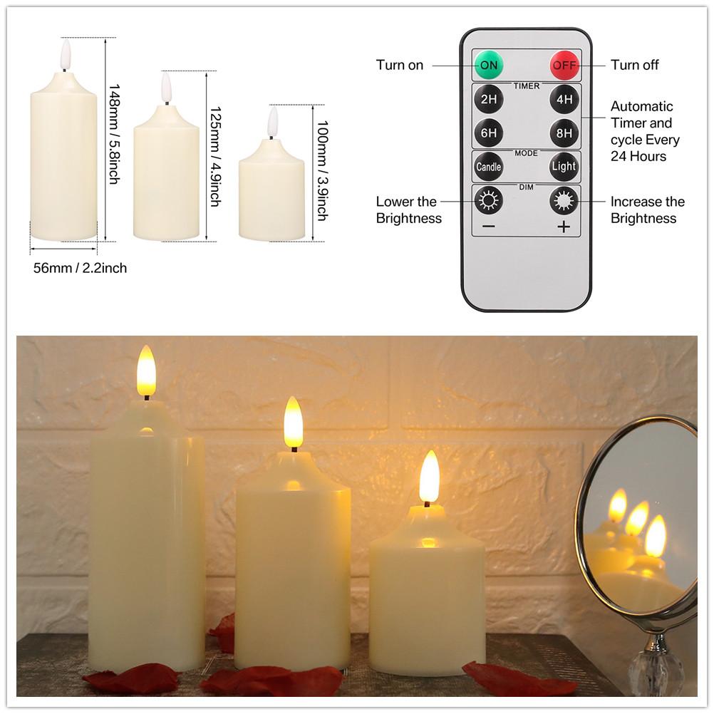 3PCS-12PCS Flameless LED Candles Flickering Light Battery Operated With Timer Remote for Christmas Wedding Decor Birthday Party