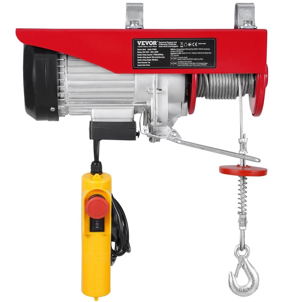 Electric Hoist Crane Winch 1760 lbs with 14 ft Wired Remote Control 230V