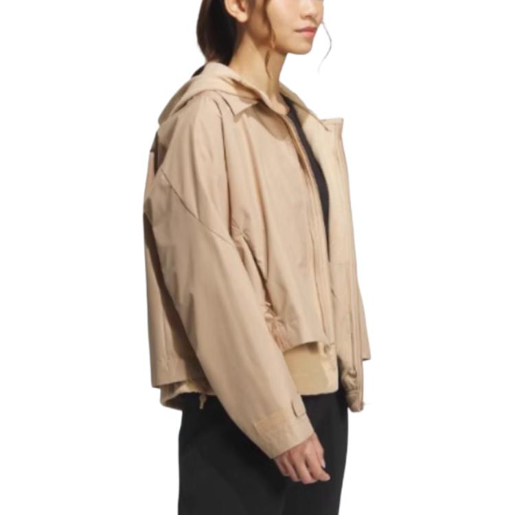 Adidas Waterproof Two-In-One Casual Hooded Zip Jacket Women Jackets Warm-Sand JM8856