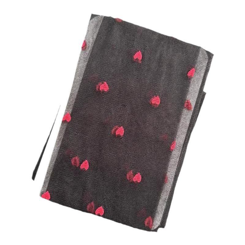 Pure Red Heart Polka Dot Black Sheer Pantyhose for Women