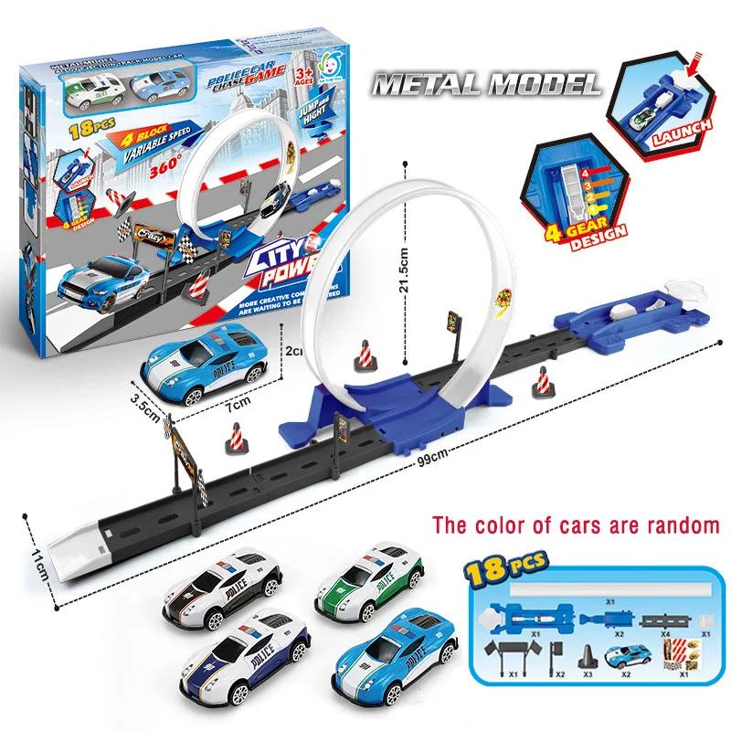 Hot Stunt Speed Double Car Wheels Model Racing Track Diy Assembled Rail Kits Catapult Rail Car Racing Boy Toys for Children Gift