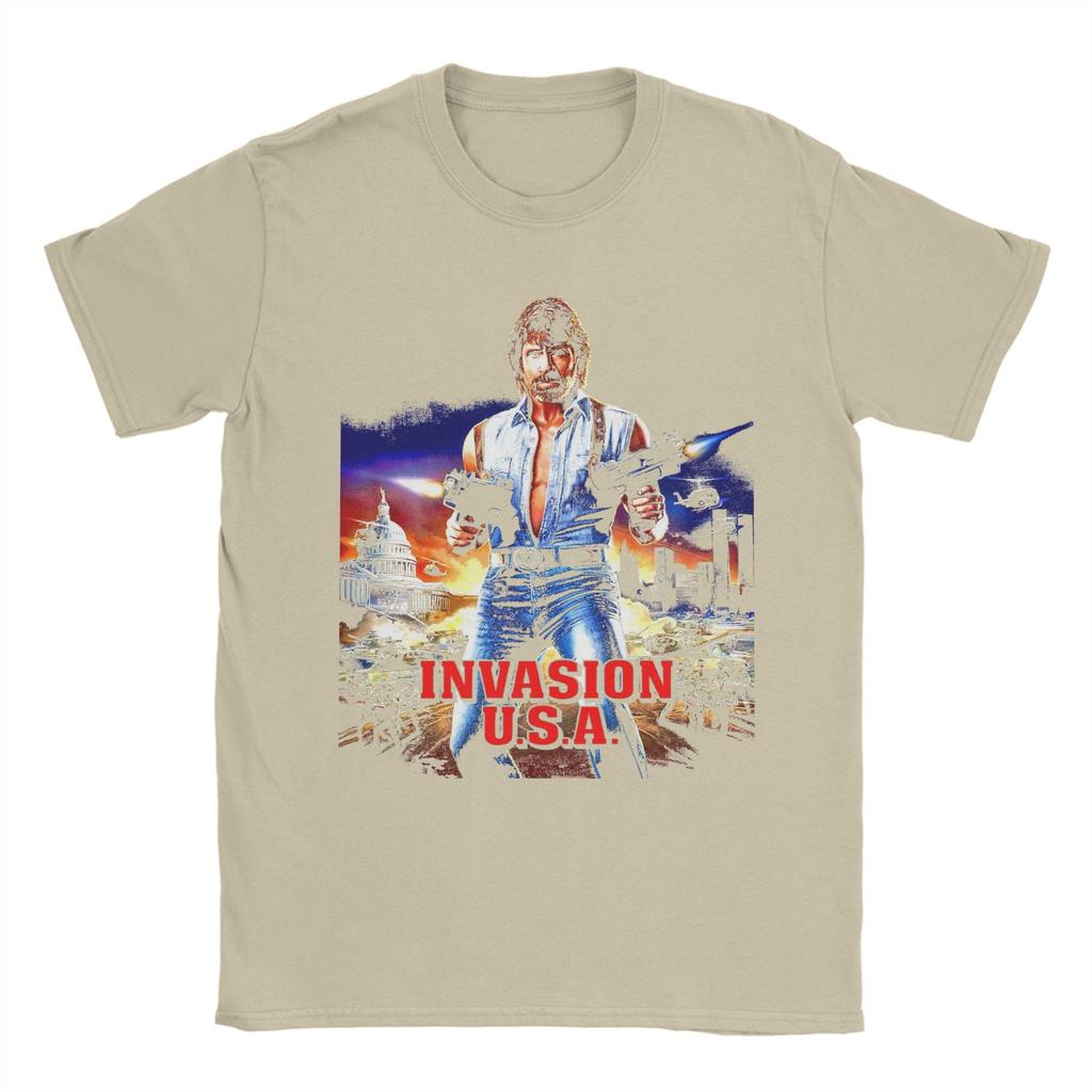 Men T Shirt Invasion USA Active T Shirts Hip Hop  Summer Tees Y2K Funny Cotton Clothing Plus Size 6XL