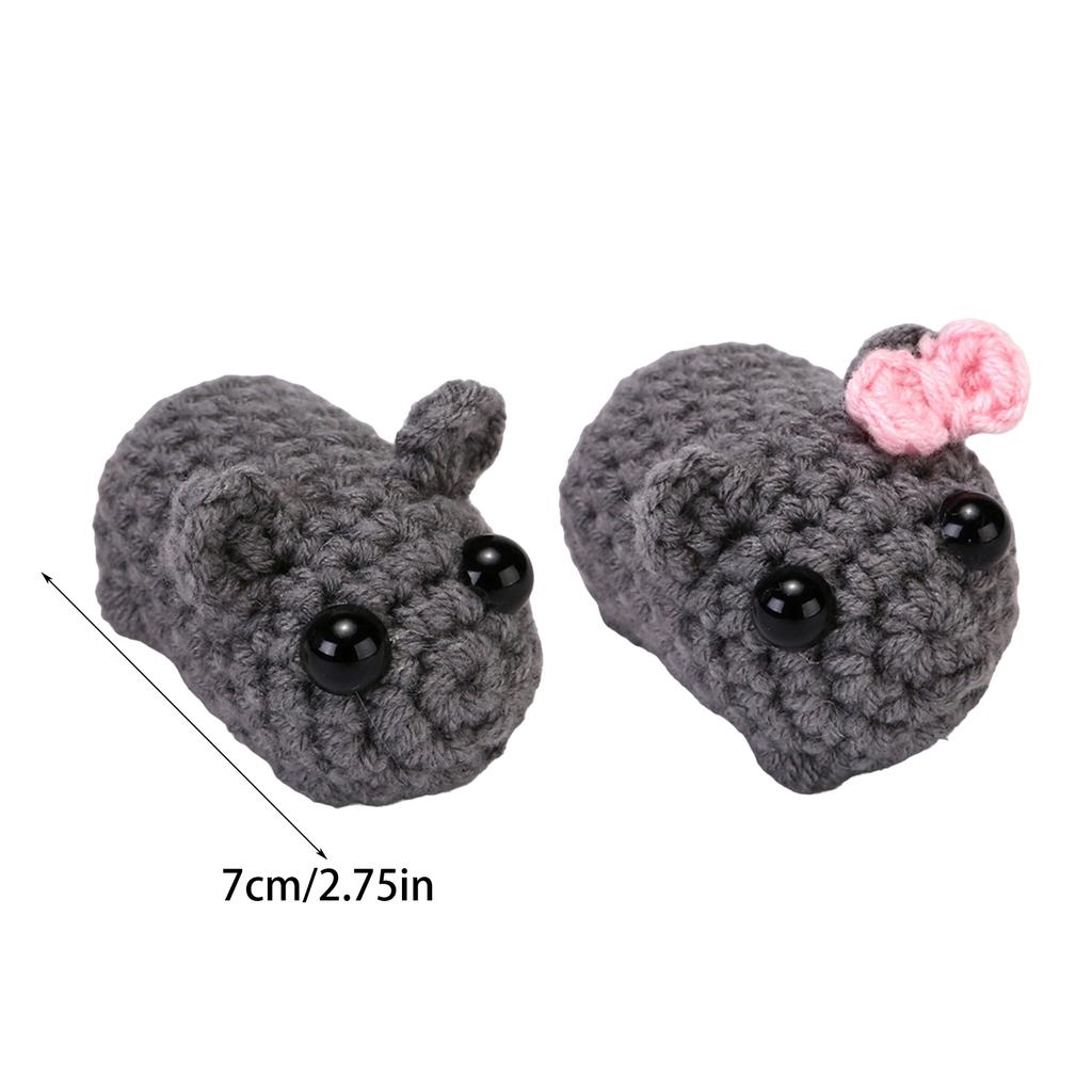 Handmade Crochet Sad Hamster Keychain Toy Plush Toy Soft Knitting Doll for Children Adults Bags Decors
