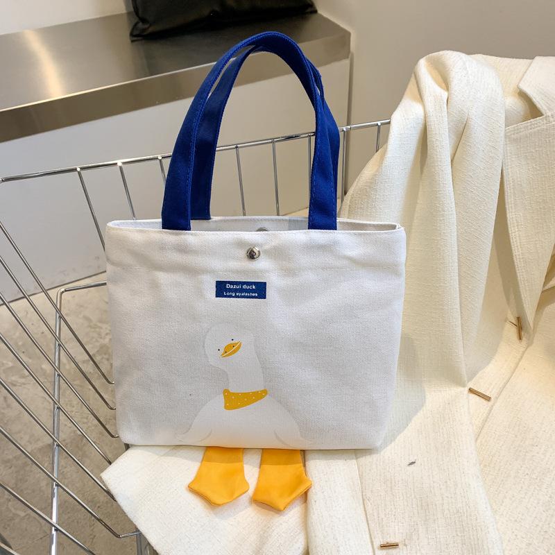 

New duck canvas bag women s shoulder niche cute portable large-capacity student class bag белый