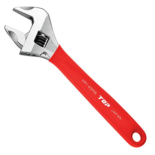 

TOP Industrial (TOP) Work Wide Adjustable Wrench, No Play, Jaw Opening 0-43mm, Red, No Play Worm Gear, HM-43MGR, Tsubame-Sanjo, Japan
