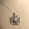 Pink Opal Moonstone Maltese Cross Pendant 925 Sterling Silver Handmade Jewelry