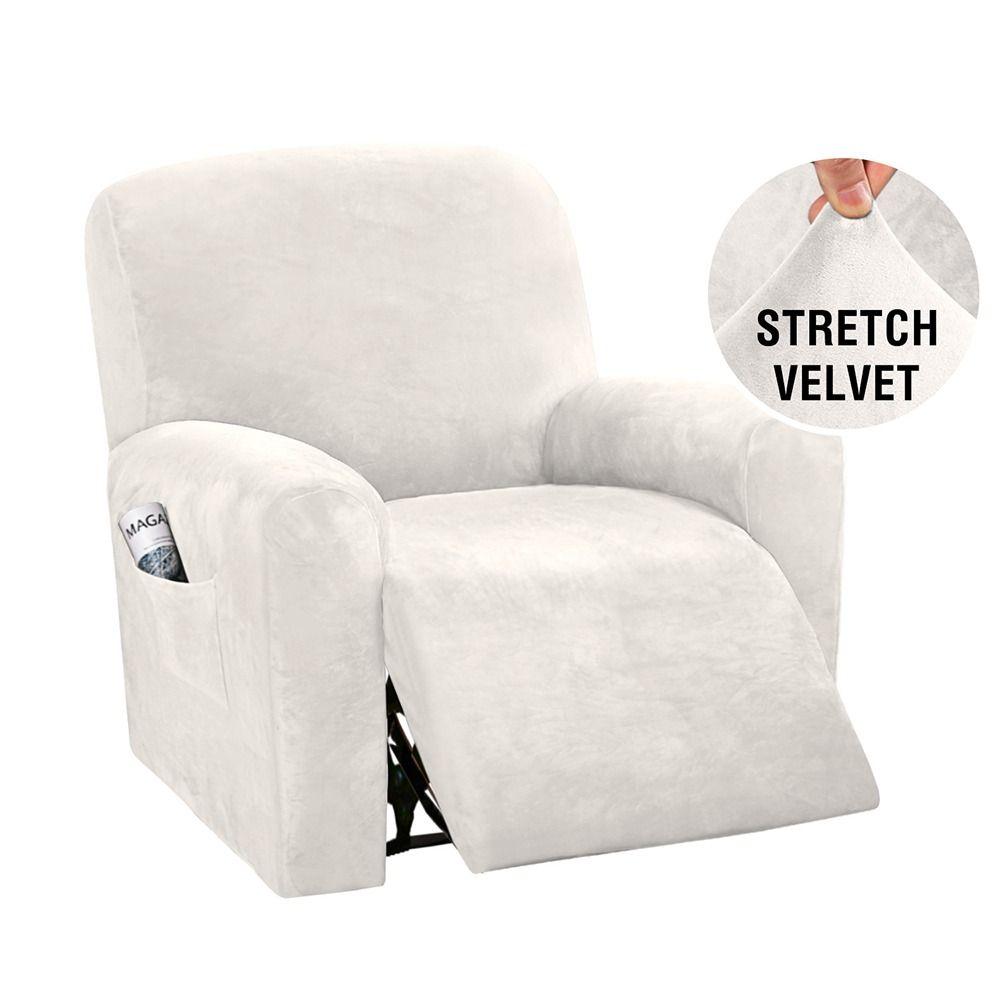 

Бархатные чехлы на диван Эластичный протектор для дивана Мягкие чехлы для кресла-реклайнера Домашний кинотеатр white-Four Pieces