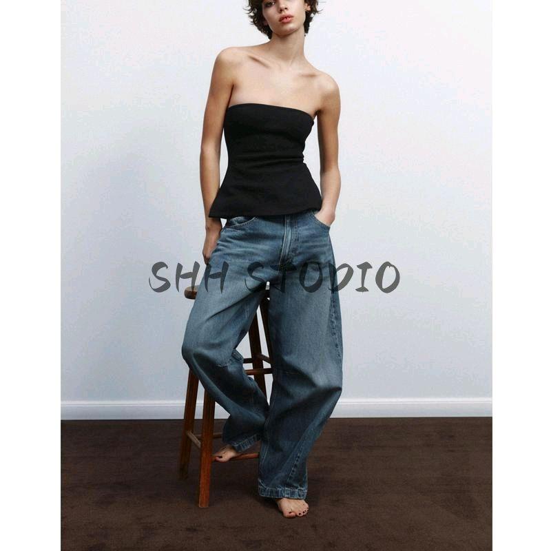 Spring New Women's Clothing French Style Design Slim-Fitting Simple Double-Sided Cloth Tube Top Tops 3641312