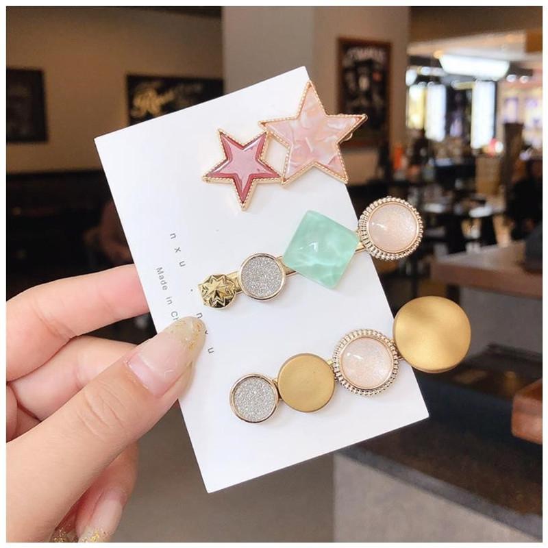 Fashion Hair Pins Side Clip Set Sweet Acrylic Waterdrop Hair Barrettes For Women Girls Korean Geometric Hair Accessories Jewelry