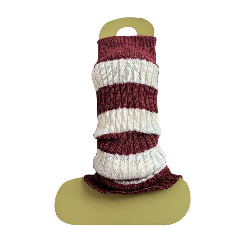 Women's Knitted Red Leg Warmers: Slimming, Versatile, Solid Color for Autumn and Winter.