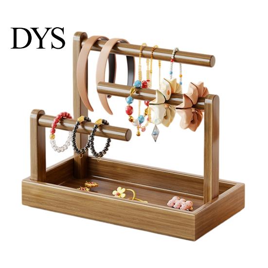 Desktop Storage Rack Wooden Headband Holder Stand, Hair Accessories Organizer Tray for Hairbands, Scrunchies, Wood Ties, Bows & Clips, Jewelry Display