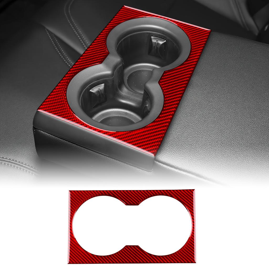For Alfa Romeo Giulia 2015-2025 Rear Center Console Water Cup Holder Frame Cover Carbon Fiber Sticker Car Interior Accessories