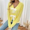 New Autumn and Winter Multi-color V-neck Bow Cardigan Sweater Coat for Women