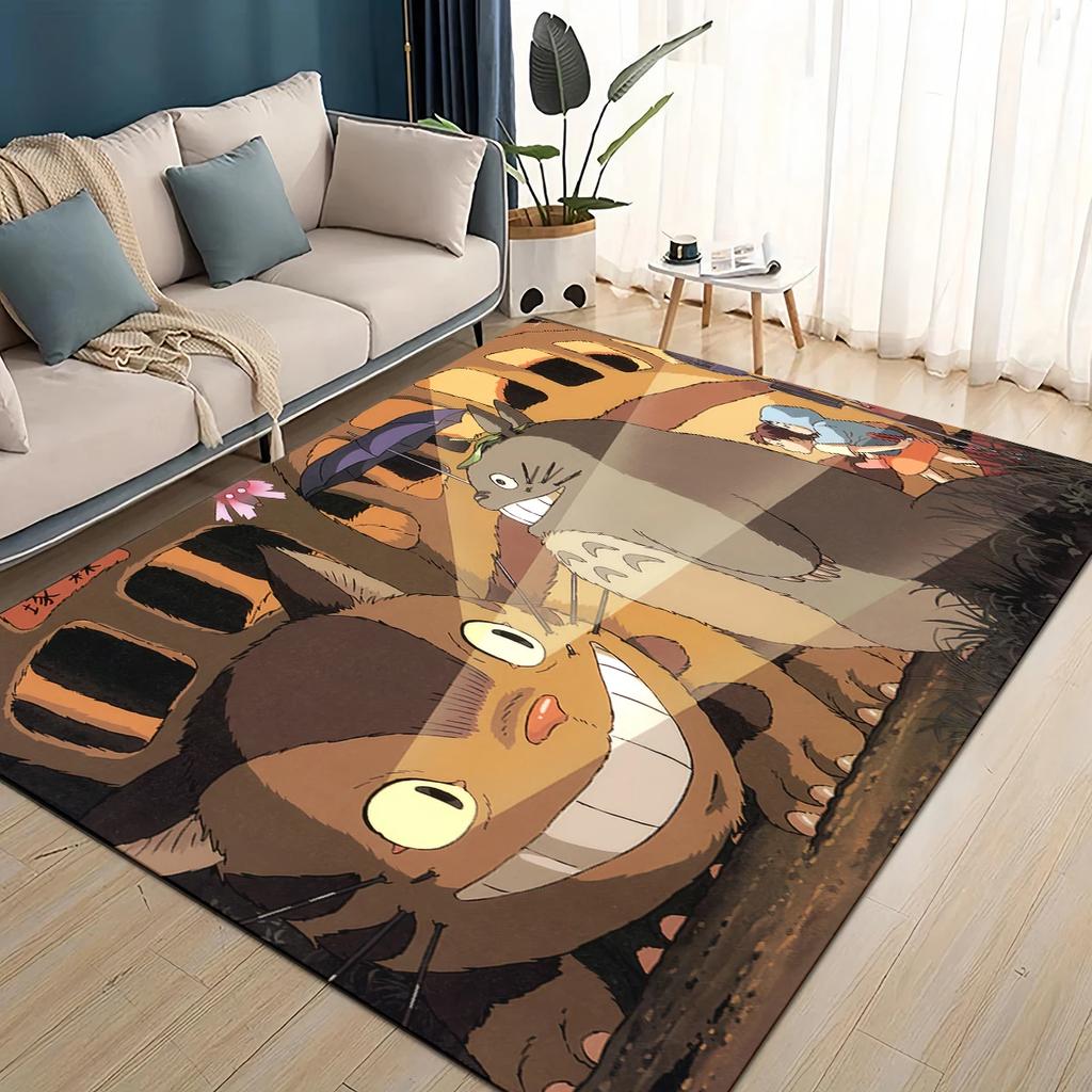 3D T-Totoros Cartoon Area Rug,Carpet Rug for Living Room Children's Bedroom Sofa Doormat Decor,kids Play Non-slip Floor Mat