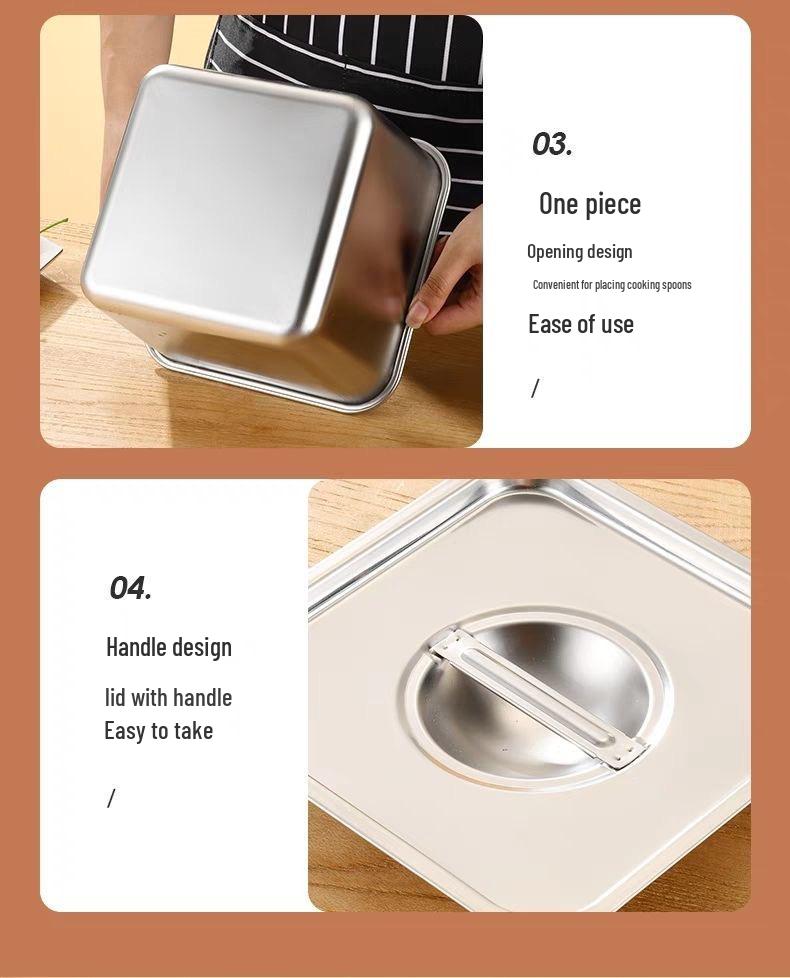 Quadratische Edelstahl-Gewürzbox 16cm mit Deckel für Küche oder Grill.