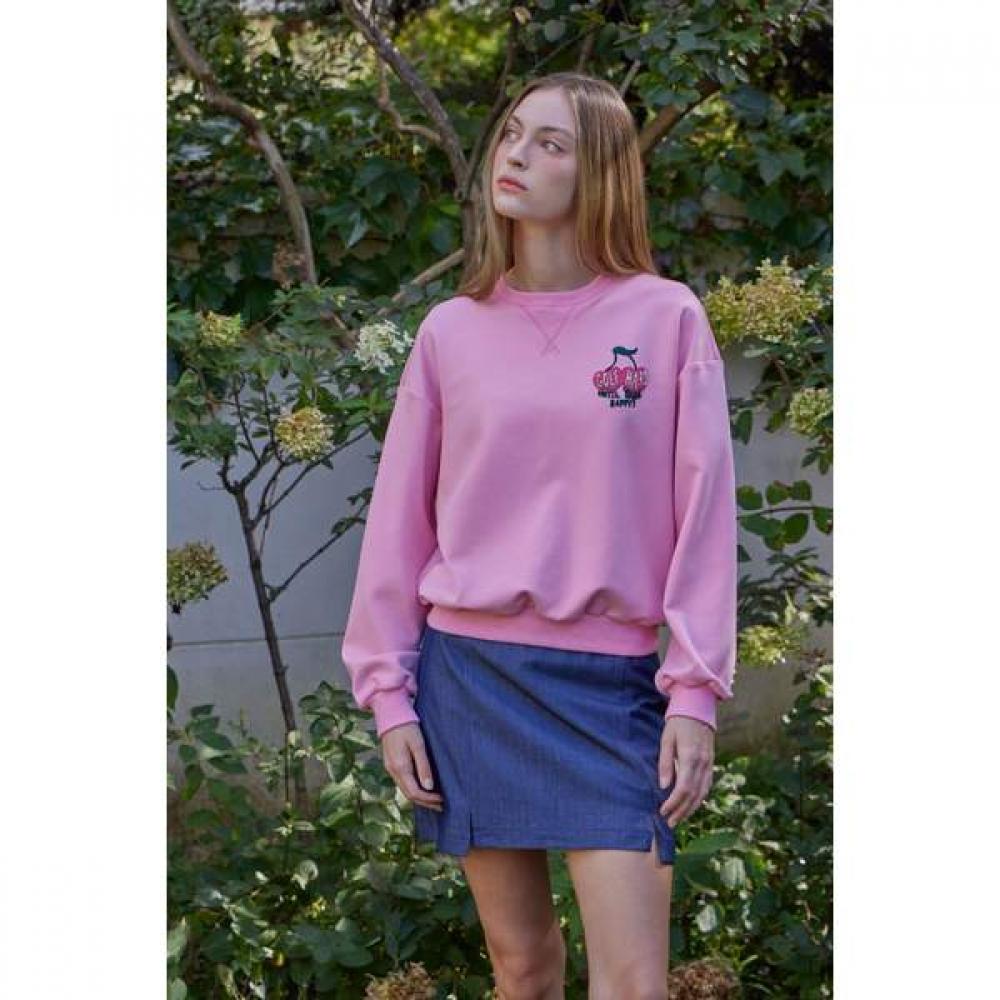 Goxo Cherry Golf Club Crew Neck Sweatshirt Pink