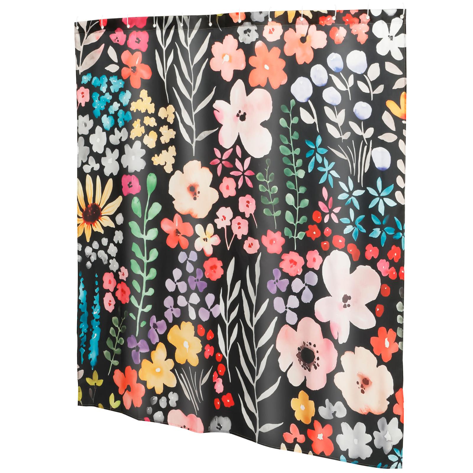 

Bathroom Shower Curtains Waterproof Thickening Bath Curtain Floral Flower Shower Curtain Colorful for Bathroom Home Apartment чёрный