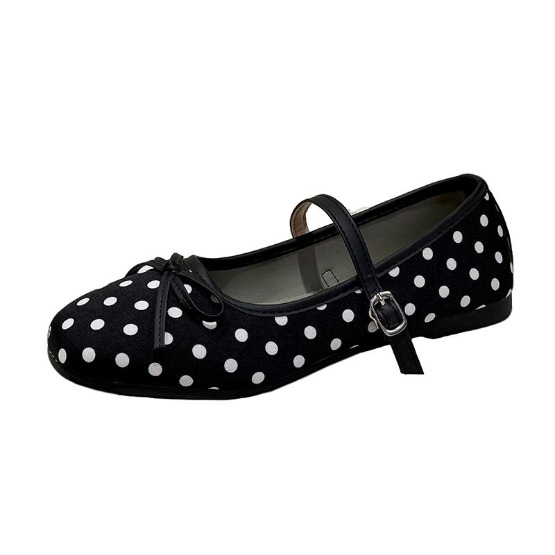 Frühling und Sommer Neue Weiche Sohle Rutschfest Bequem Runde Spitze Flache Schuhe Damen Polka Dot Flacher Ausschnitt Niedrige Schuhe