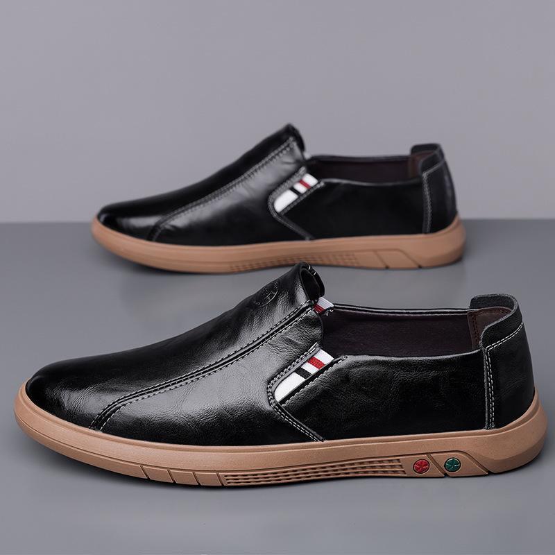 Spring and summer new soft-soled soft-faced one-pedal fashion versatile shoes casual men's leather shoes dad shoes