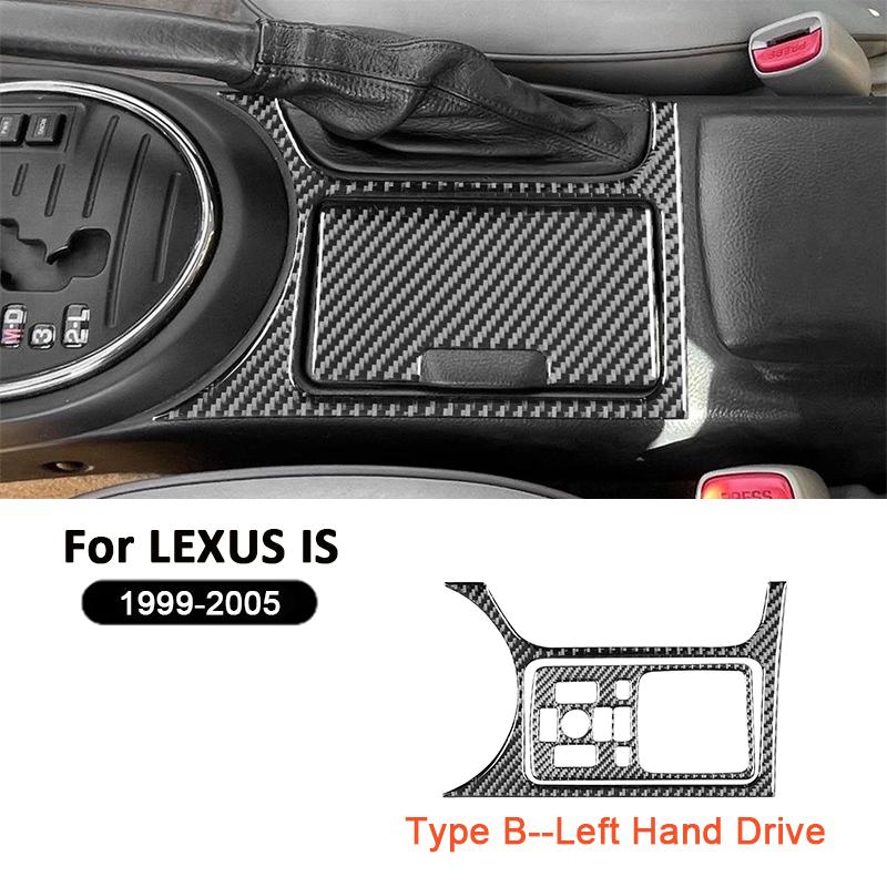 For LEXUS IS 1999-2005 Carbon Fiber Car Center Console Sotorage Box Panel Water Cup Holder Trim Cover Inner Decoration Sticker