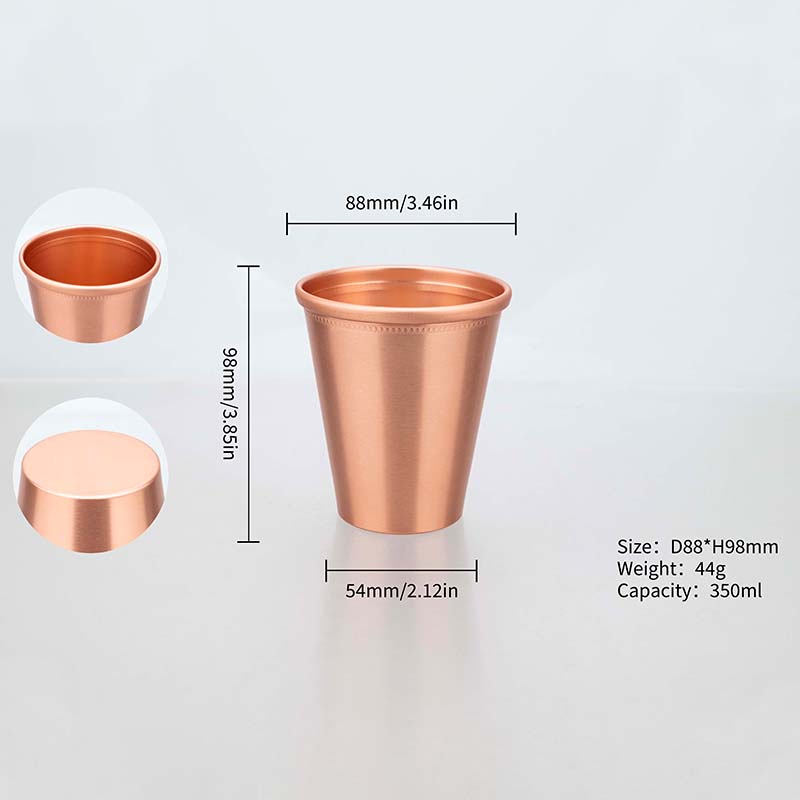 350ml Kupferbeschichtete Aluminium Perlen Tasse Leichte Retro Trinkbecher für Bar Küche Heimparty Gebrauch Geschenk Geschirr