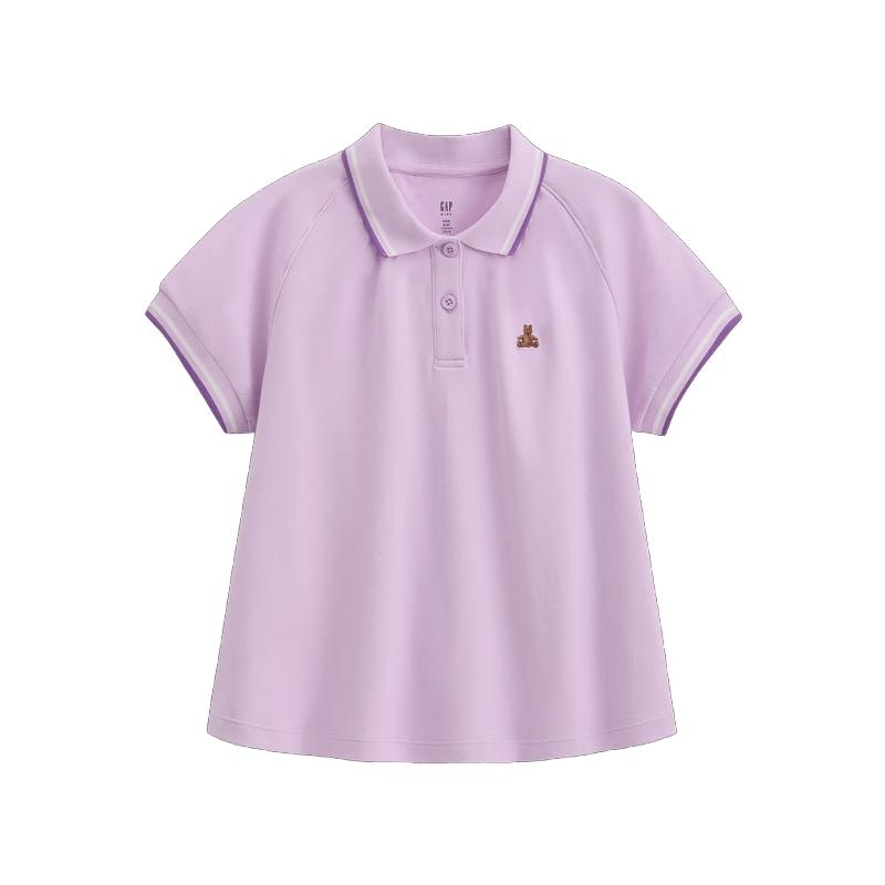 

GAP Girls Bear Embroidery Puff Sleeve Polo A-line Top 150/72