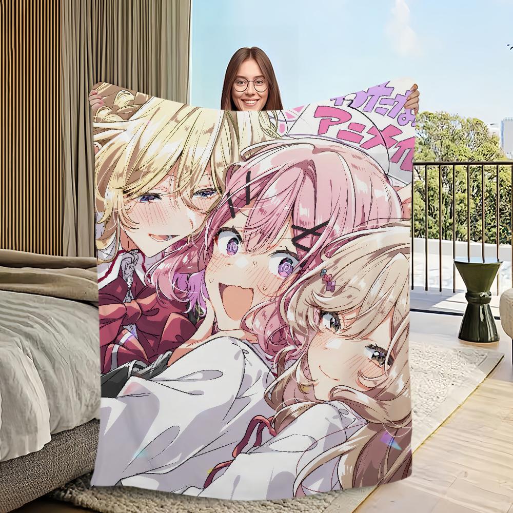 anime w-WataNare renako amaori Ajisai Sena Mai Oduka Flannel warm soft plush blanket for sofa living room bedroom travel gift