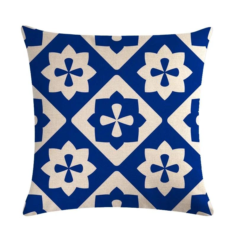 Geometric Design Cushion Cover Printed Linen Cushion Pillowcase Sofa Bedroom Children'S Room Home Decoration 45X45Cm