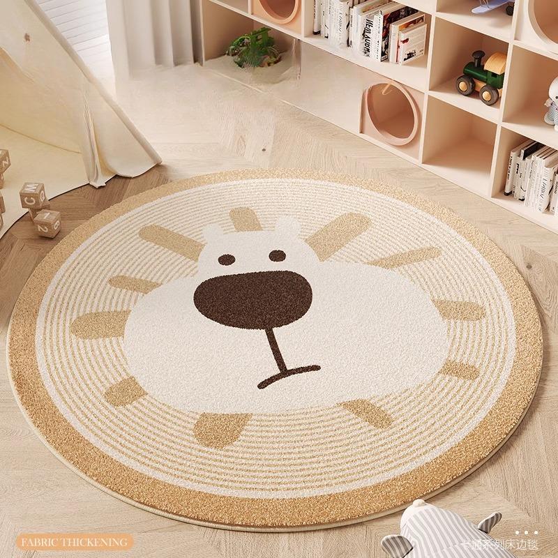 Cartoon Pattern Bedroom Decor Plush Carpet Thicken Washable Rug Cute Round Carpets for Living Room Fluffy Soft Lounge Floor Mat