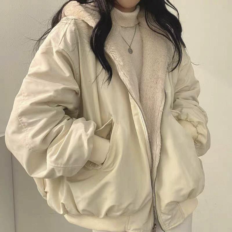 Jackets for Women Thick Warm Parkas Oversized Double Sided Hooded Coat Korean Fashion Casual Loose Zip Up Jackets Coat Women