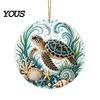 Transparent Sea Animal Pendants Ocean Theme Pearl Art Hanging Ornament, 2D Flat Acrylic Coastal Unique Gifts for Lovers Life Suncatcher, Beaded