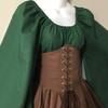 European Medieval Costume Women's Renaissance Flare Sleeve Corset Overskirt Elf Protector Fancy Dress Irish Overdress 2-P