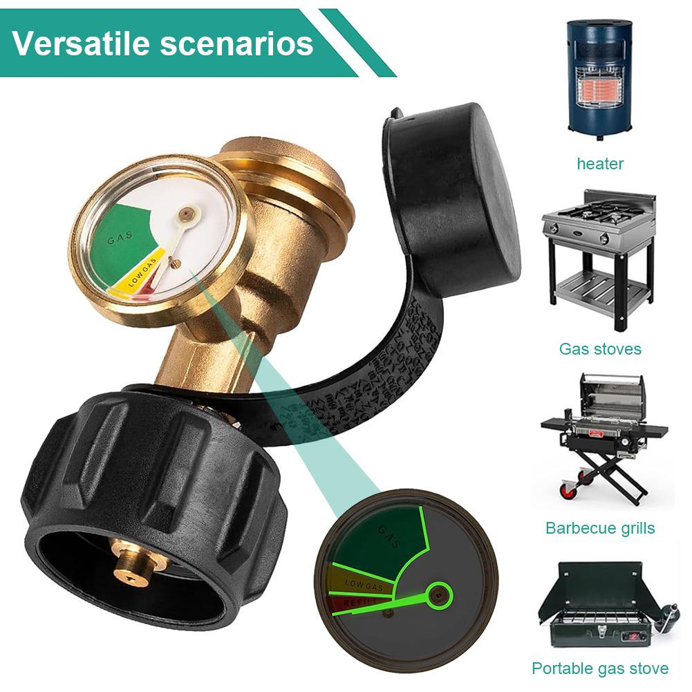 Propane Tank Gauge Level Indicator Color Coded Universal Propane Gauge Gas Pressure Meter Propane Adapter Gauge for 5-40lb Tank