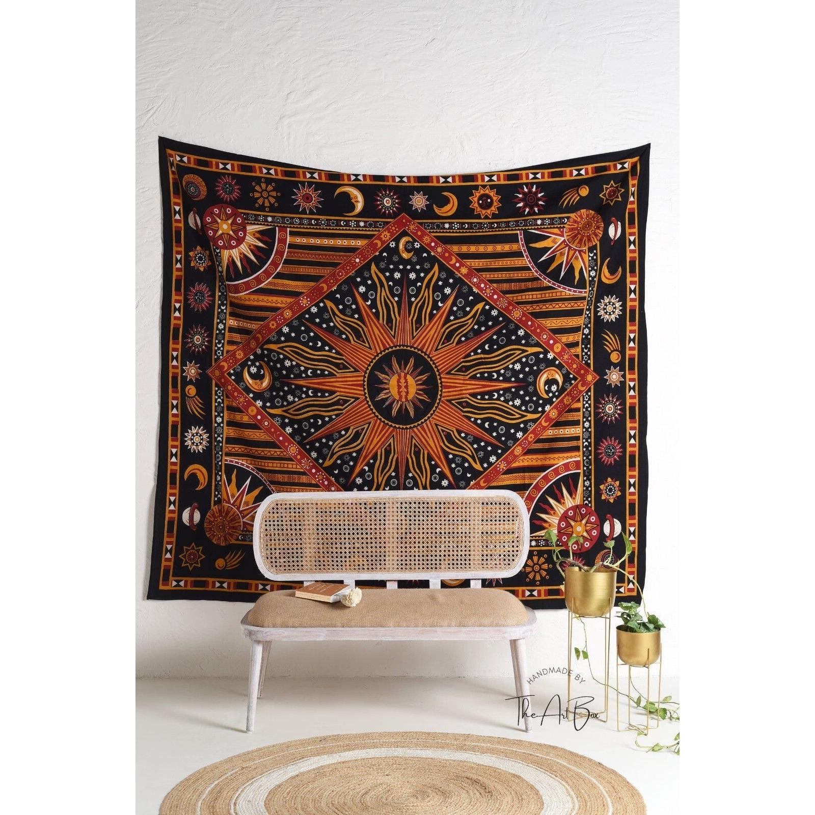 Bohemian Hippie Queen Tapestry Blanket 75x100 чёрный