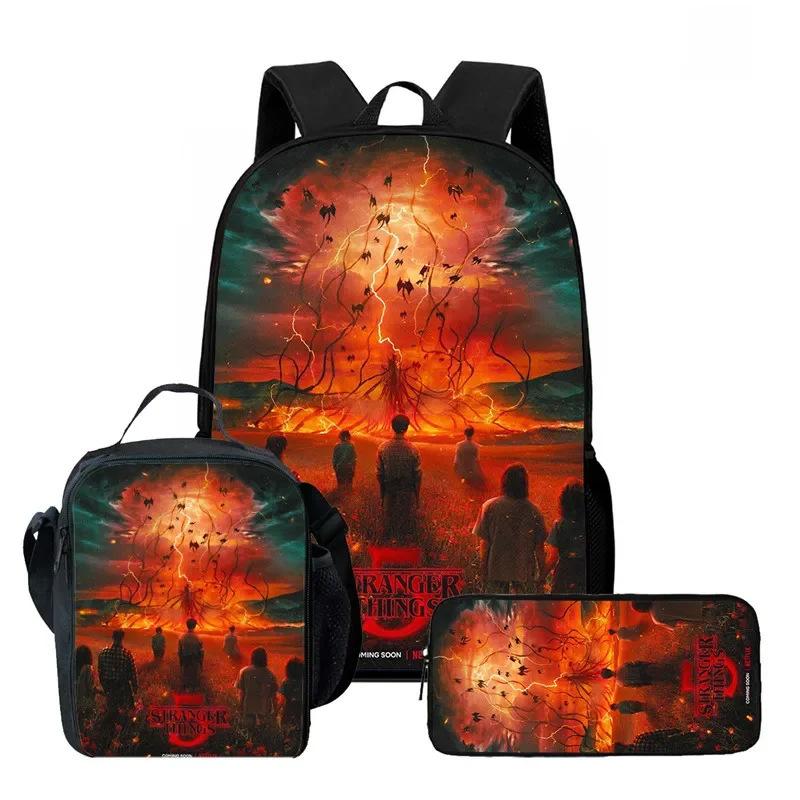 Strangertings Stranger Things Student School Bag Children'S Backpack Satchel Pencil Case