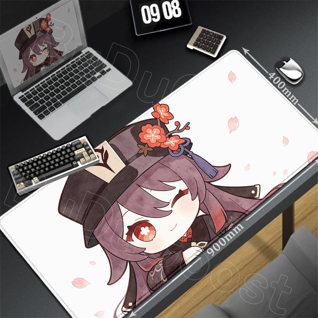 HD Genshin Impact Hu Tao Game Mousepad PC Gaming Accessories Laptop Pad Non-Slip Rubber Soft Edge locking XXL Large Keyboard Mat