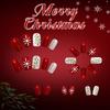 Festive Red Glitters White Snowflake Artificial Nail 24PCS Press On Nail For Christmas Event And Gatherings Decors