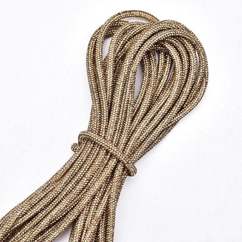 6MM Shiny Rhinestone Tube Rope Chain Empty Hot Melt Hose Bridal Applique for Jewelry Making DIY Rhinestone Tube Cord Rope